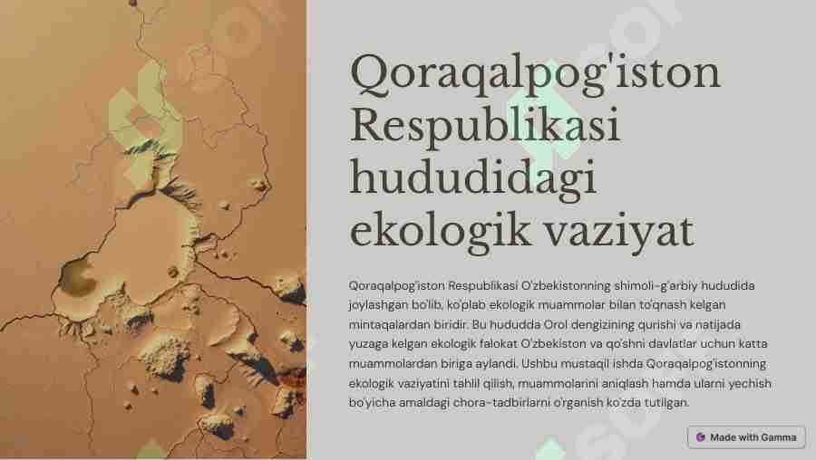 Qoraqalpog‘iston Respublikasi hududidagi ekologik vaziyat