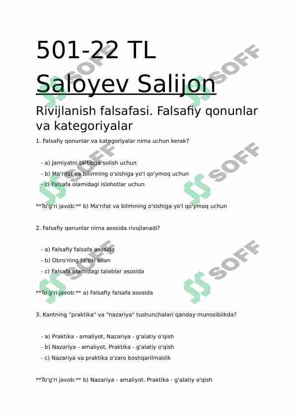 RIVOJLANISH FALSAFASI