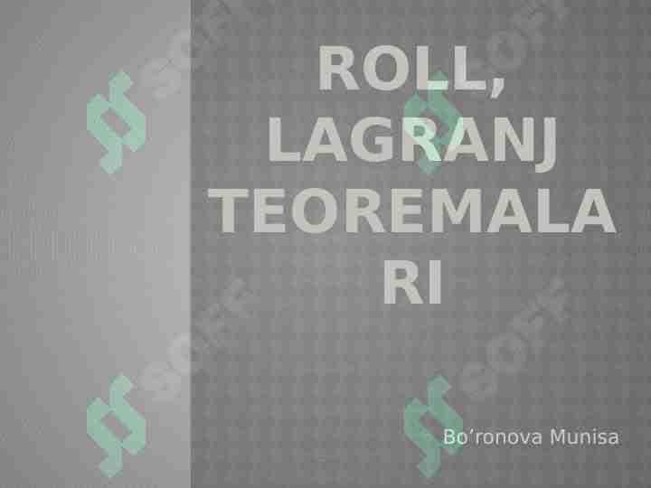 Roll, Lagranj teoremalari