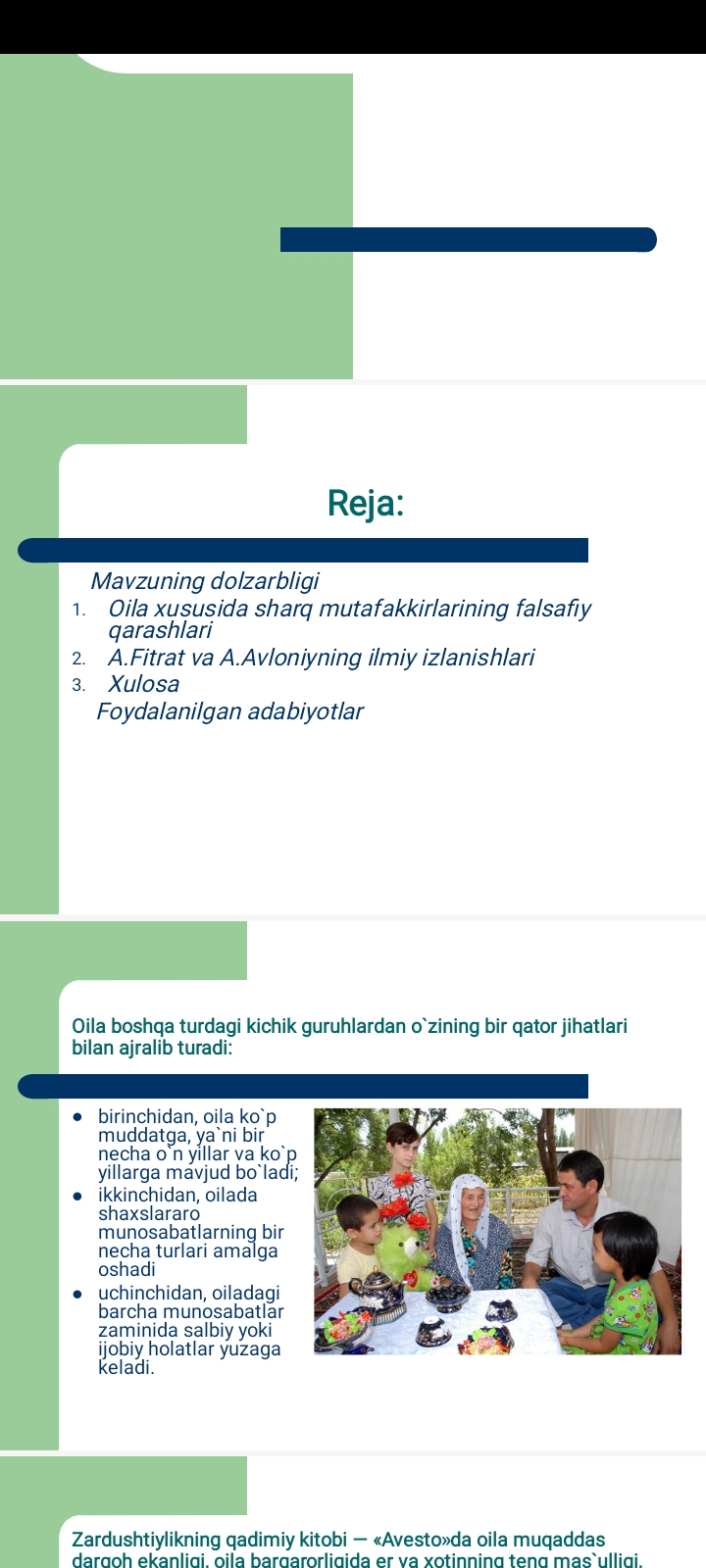 Oila va oilaga doir ilmiy izlanishlar