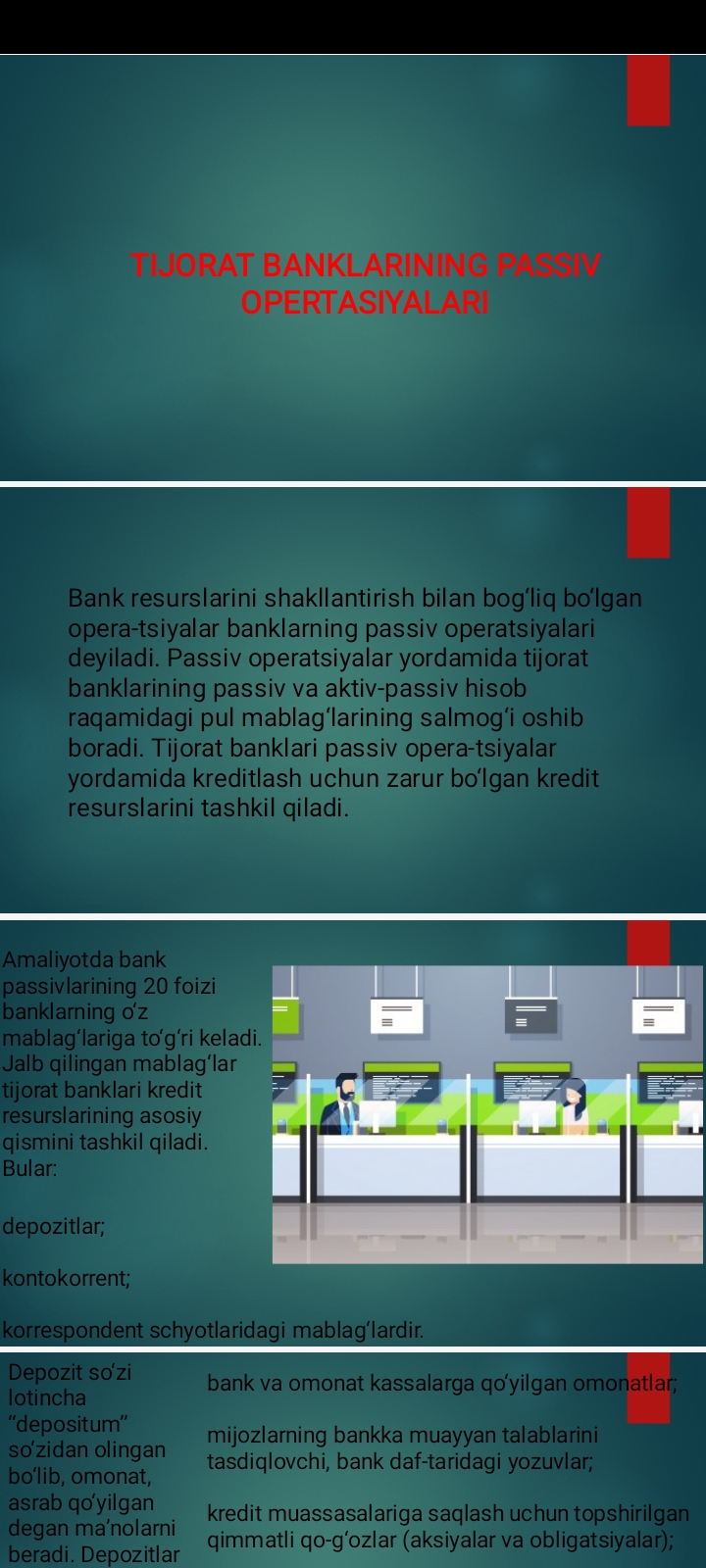 Tijorat banklarining passiv opertasiyalari