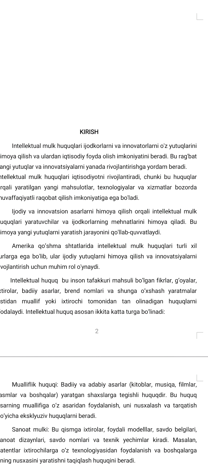 Amerika Qo’shma Shtatlarida Intellektual mulk huquqi