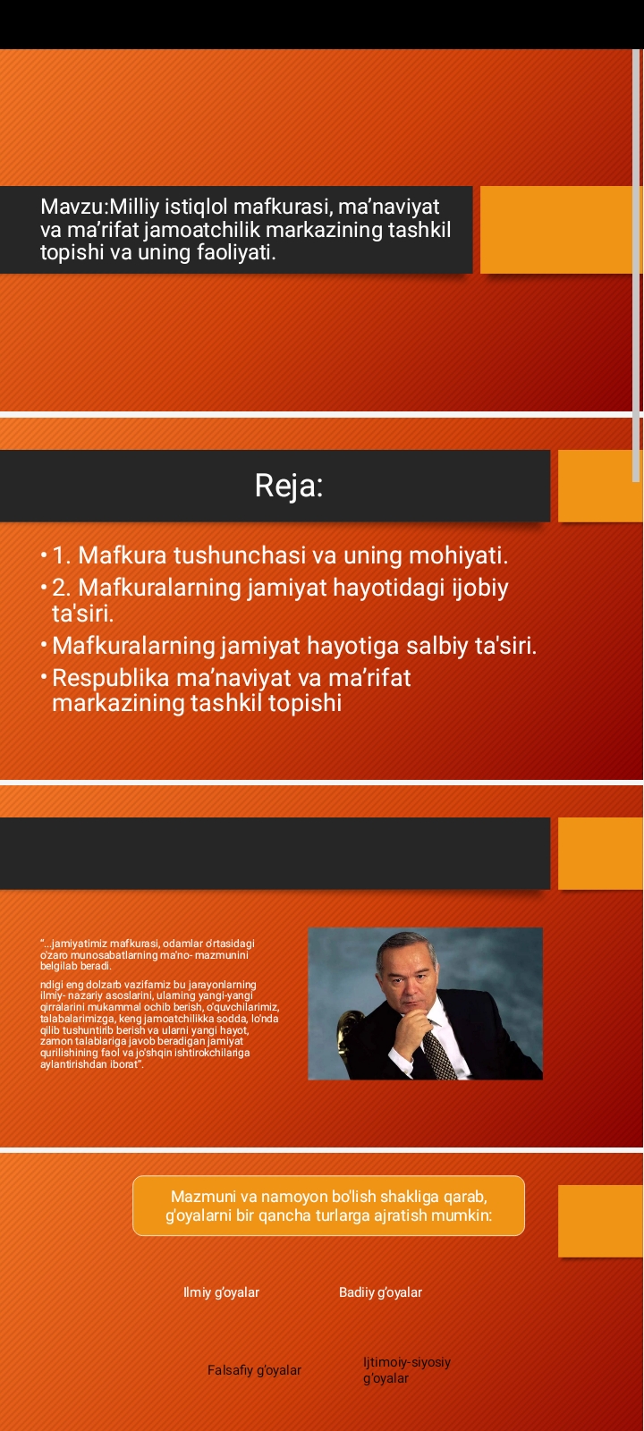 Milliy istiqlol mafkurasi, ma’naviyat va ma’rifat jamoatchilik markazining tashkil topishi va uning faoliyati.