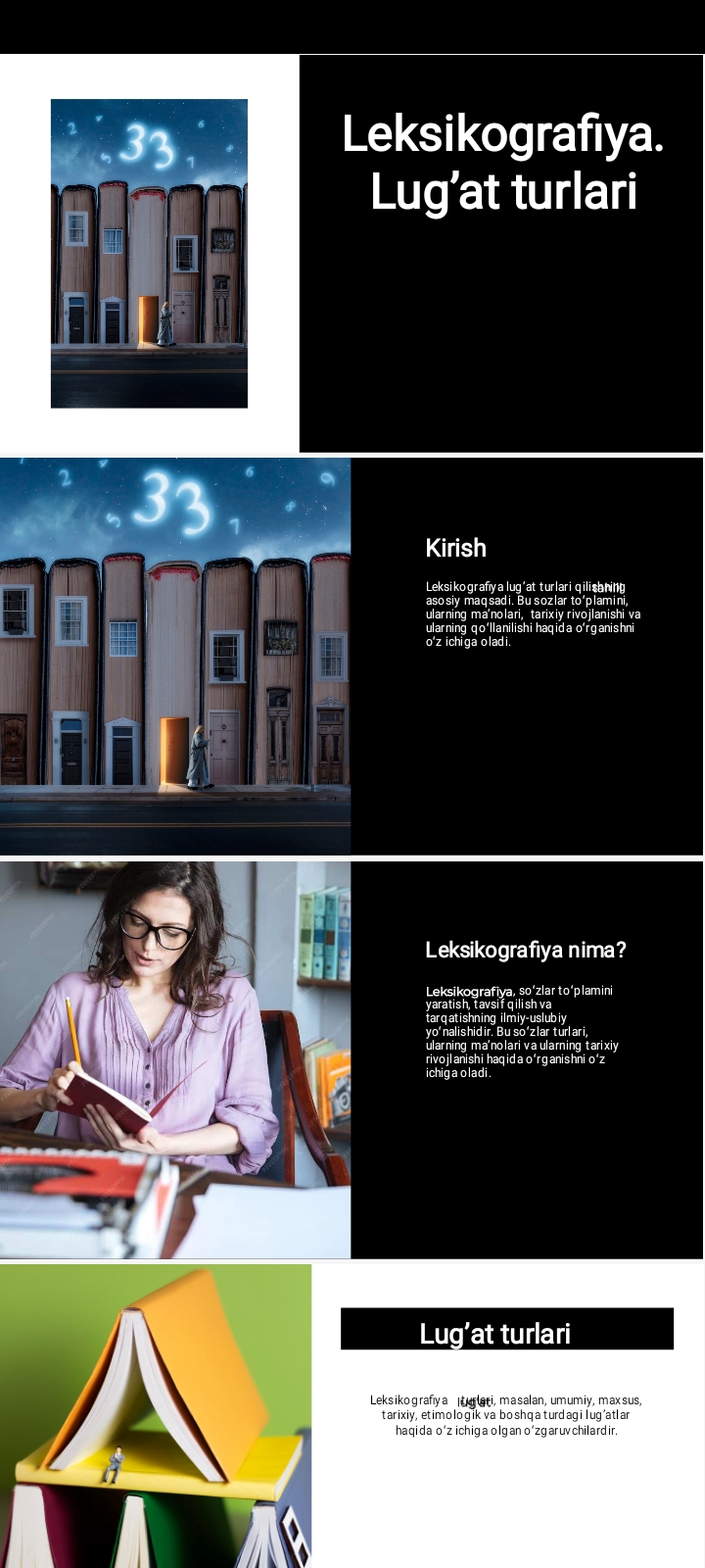 Leksikografiya. Lugʼat turlari