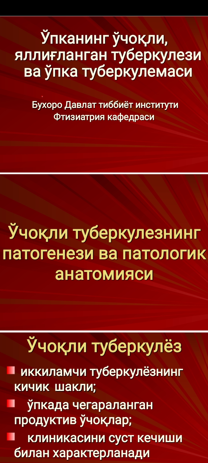 Ўпканинг ўчоқли, яллиғланган туберкулези ва ўпка туберкулемаси