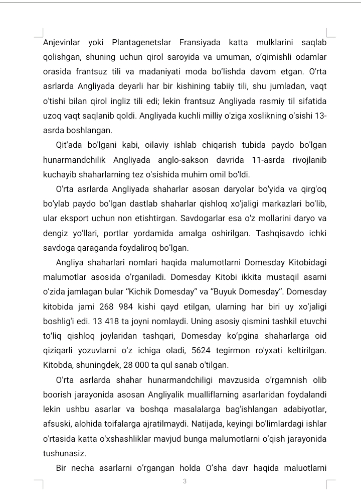 O’RTA ASRLARDA ANGLIYA