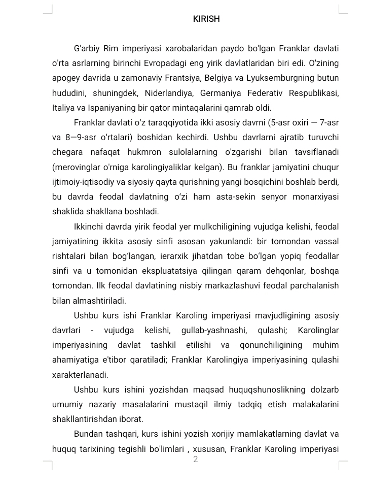 KAROLINGLAR IMPERIYASINING TASHKIL TOPISHI.