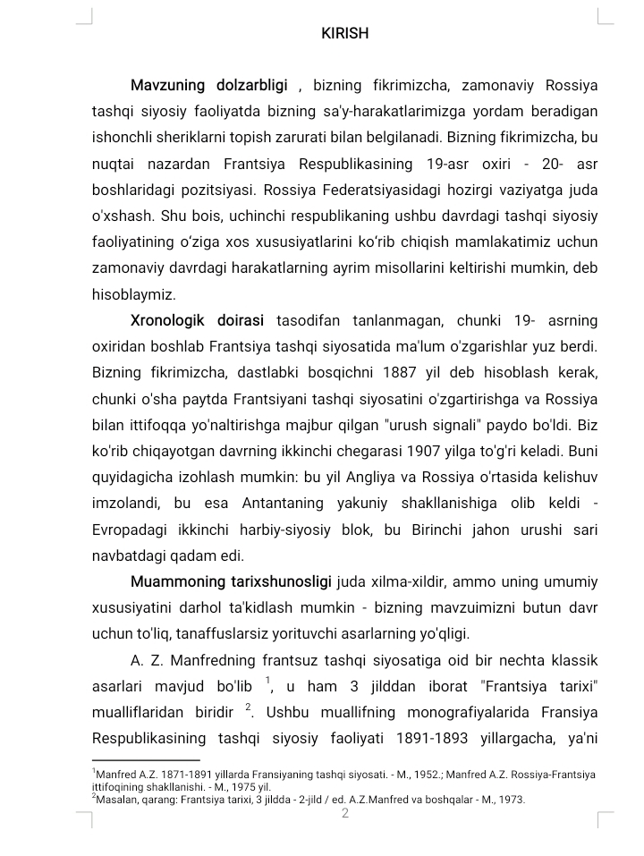 XIX asr oxiri XX asr boshlarida Fransiya tashqi siyosati