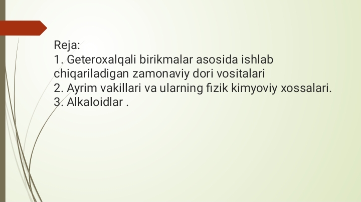 Geteroxalqali birikmalar asosida ishlab chiqariladigan zamonaviy dori vositalari