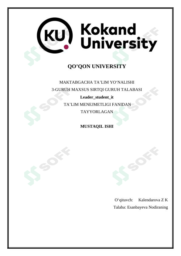 TA’LIM MENEJMENTI FUNKSIYALARI, METODLARI, BOSHQARUV QARORLARI