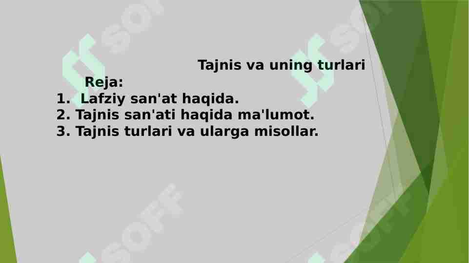 Tajnis va uning turlari