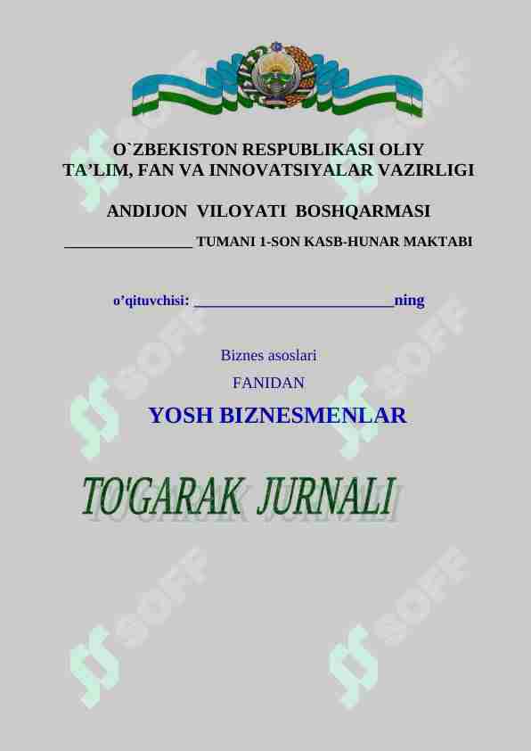 To'garak jurnal biznes asoslari fanidan 60 soatlik