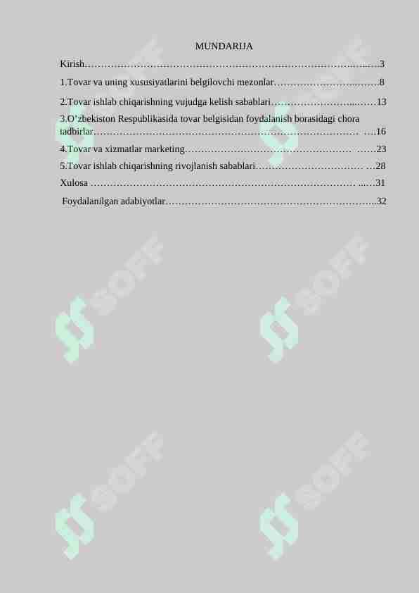 Tovar ishlab chiqarishning vujudga kelishi va rivojlanish sabablari