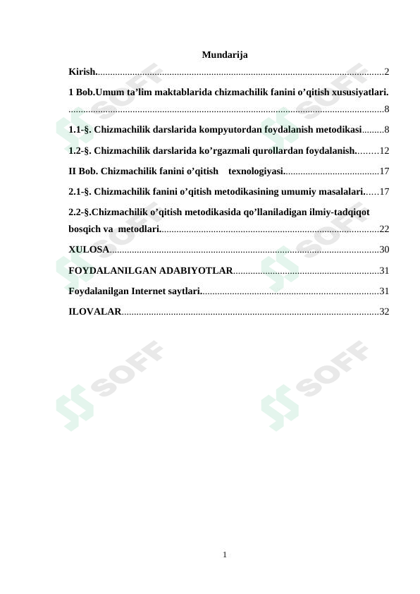 Umum ta’lim maktablarida chizmachilik fanini o’qitish