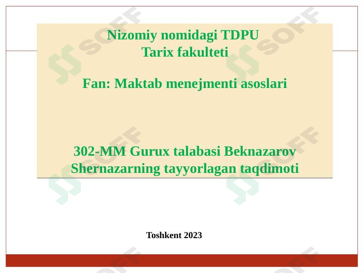 Umumiy o’rta ta’limda sinf soatini tashkil etrish