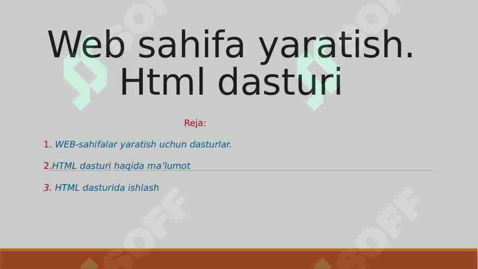 Web sahifa yaratish. Html dasturi