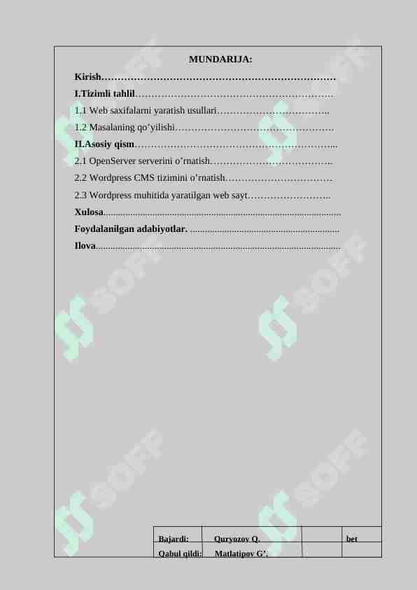 Web sahifalarni yaratish usullari