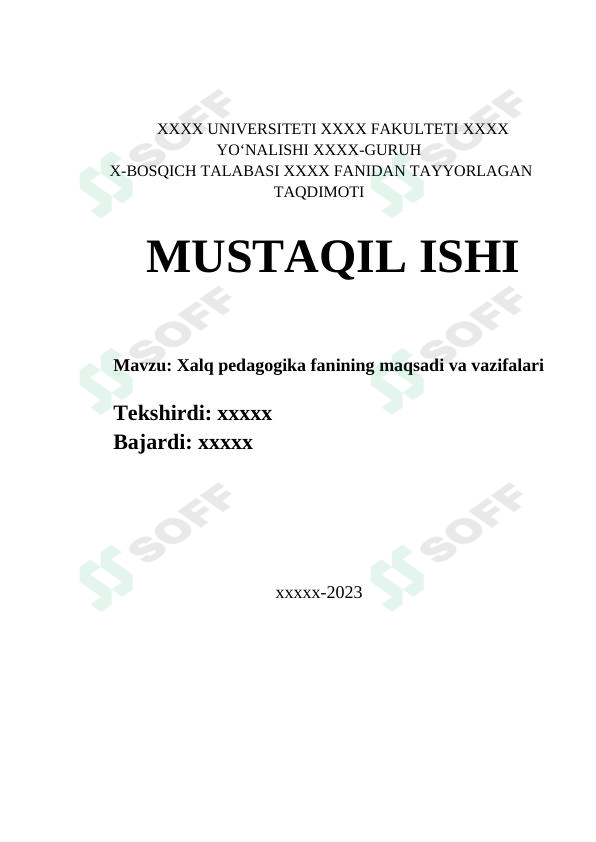 Xalq pedagogika fanining maqsadi va vazifalari