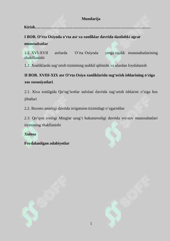 Xonliklar davrida sug'orish tizimi