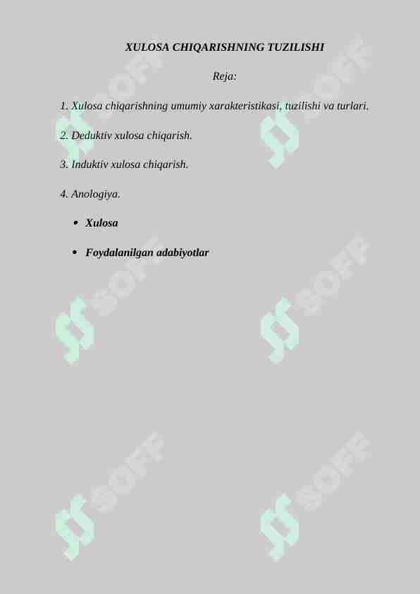 XULOSA CHIQARISHNING TUZILISHI