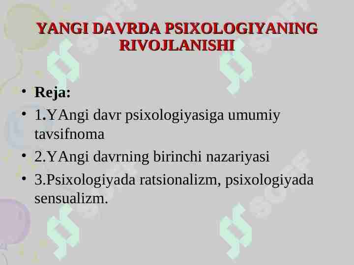 YANGI DAVRDA PSIXOLOGIYANING RIVOJLANISHI