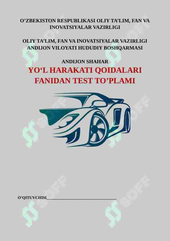 YO'L HARAKATI QOIDALARI TEST