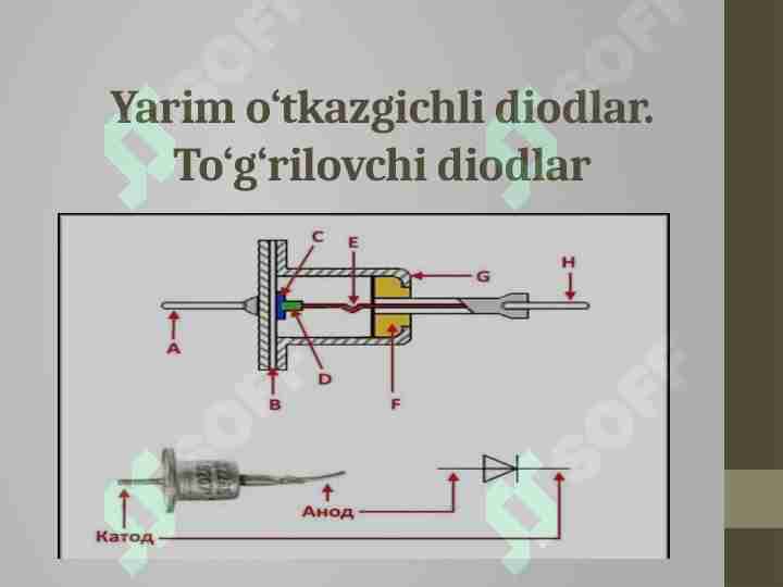 Yarim o‘tkazgichli diodlar. To‘g‘rilovchi diodlar