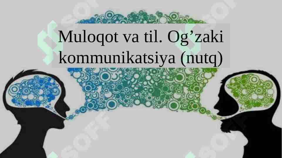 Muloqot va til.Og'zaki kommunikatsiya(nutq)