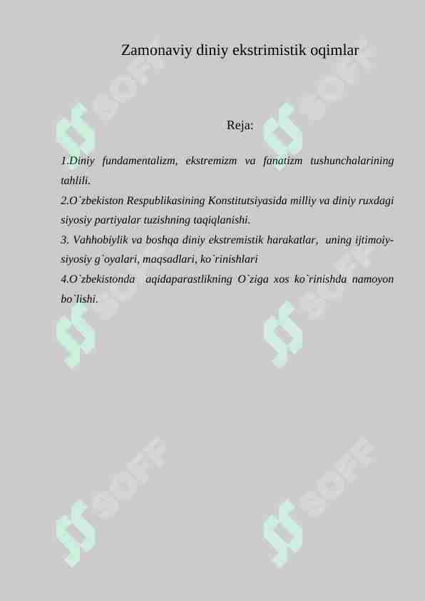 Zamonaviy diniy ekstrimistik oqimlar