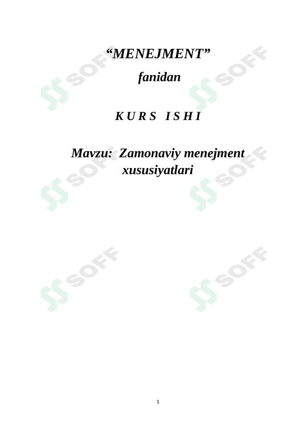 Zamonaviy menejment xususiyatlari