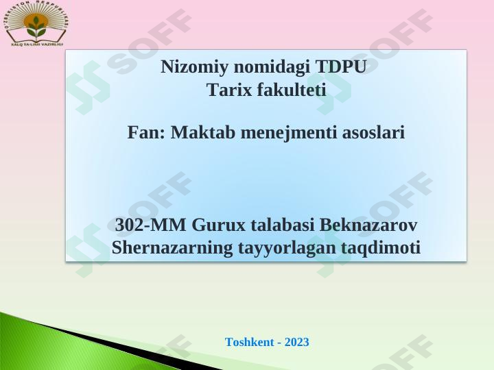 Zamonaviy rahbar ma’naviy qiyofasi va unga qo’yiladigan talablar