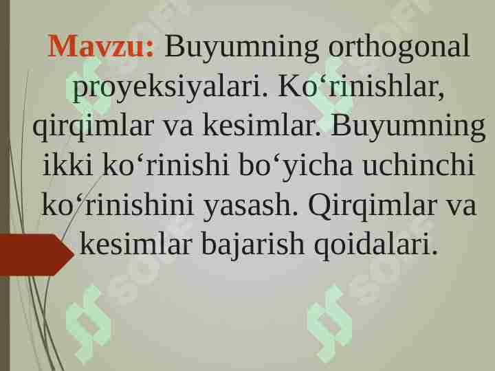 Buyumning orthogonal proyeksiyalari