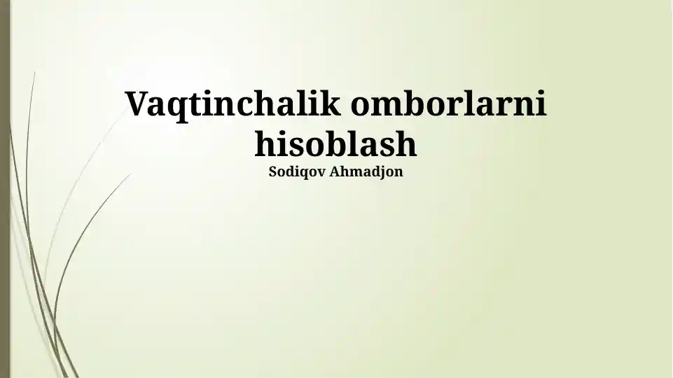 Vaqtinchalik omborlarni hisoblash