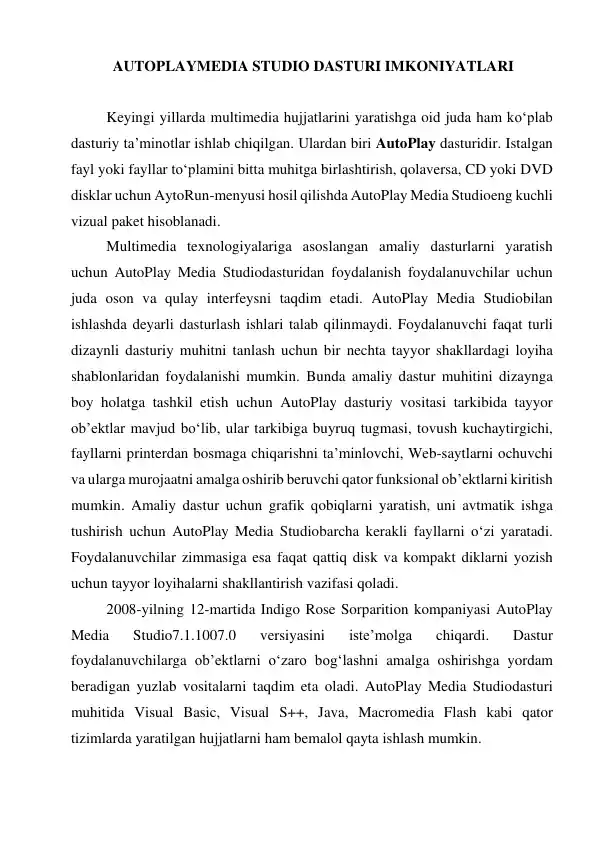AutoPlay Media Studio dasturi