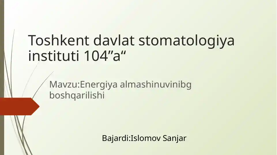 Energiya almashinuvini boshqarilishi