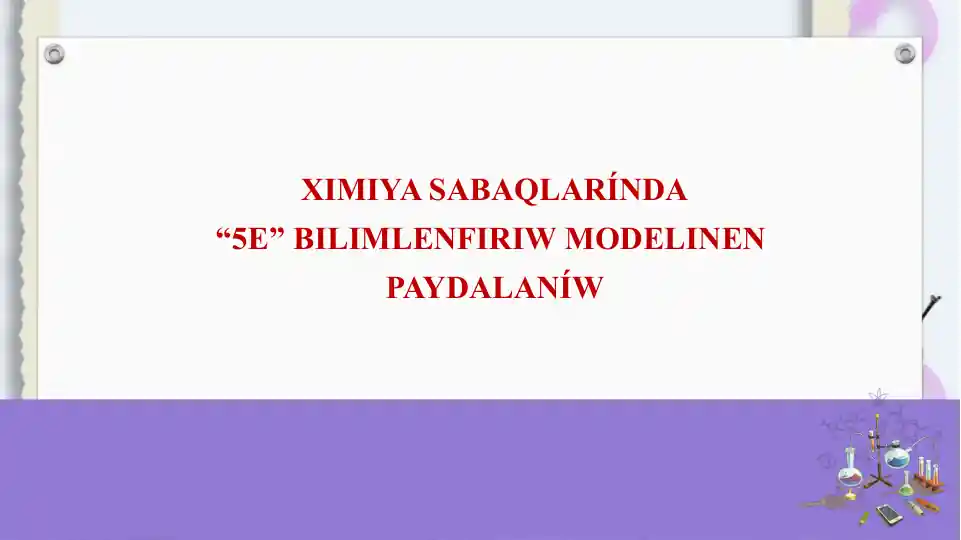 Ximiyalıq reakciya túrleri. (Kórgizbeli tájiriybeler)