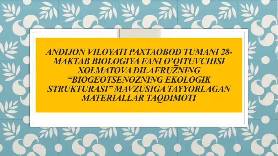 "Biogeotsenozning ekologik strukturasi"