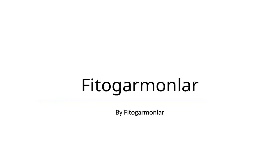 Fitogormonlar