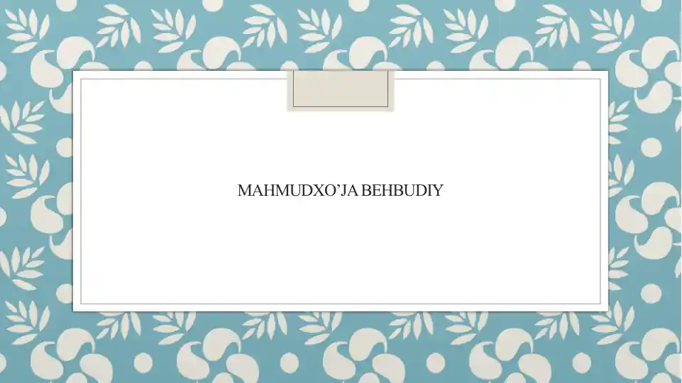 Mahmudxo’ja Behbudiy