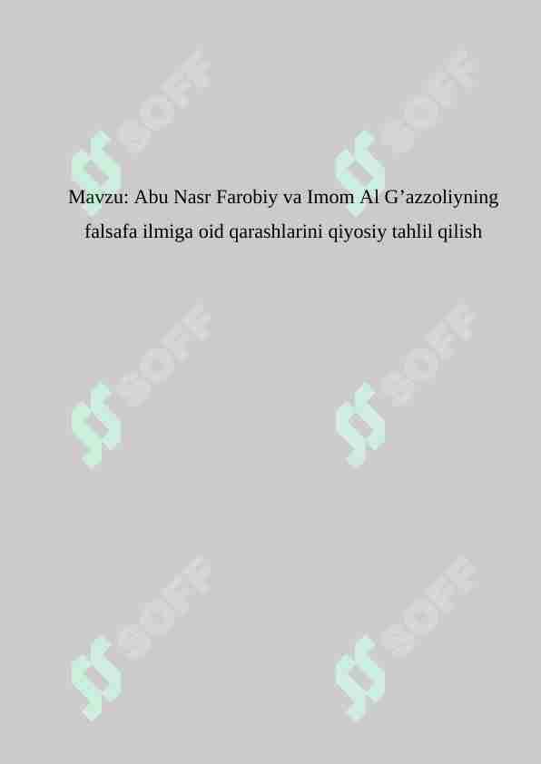 Abu Nasr Farobiy va G'azzoliy