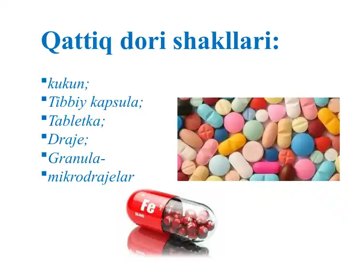 Qattiq dori shakllari