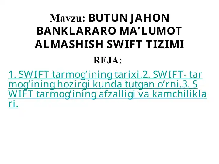 SWIFT tizimi