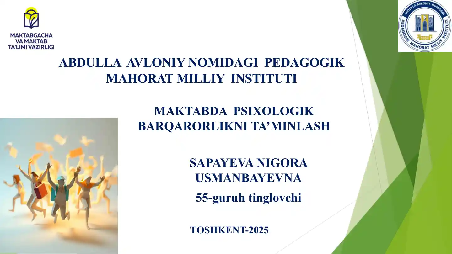 Maktabda psixologik barqarorlikni ta’minlash