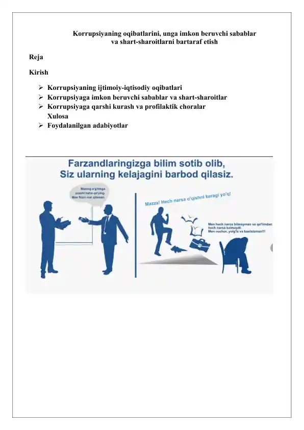 Korrupsiya va uning oqibatlari