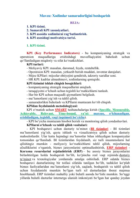 KPI tizimi