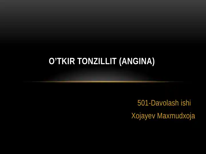 O'tkir tonzillit (Angina)