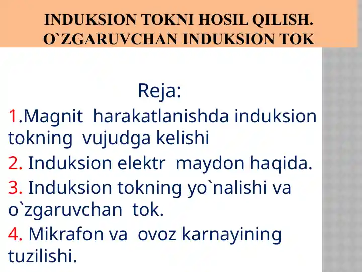 Induksion tok haqida