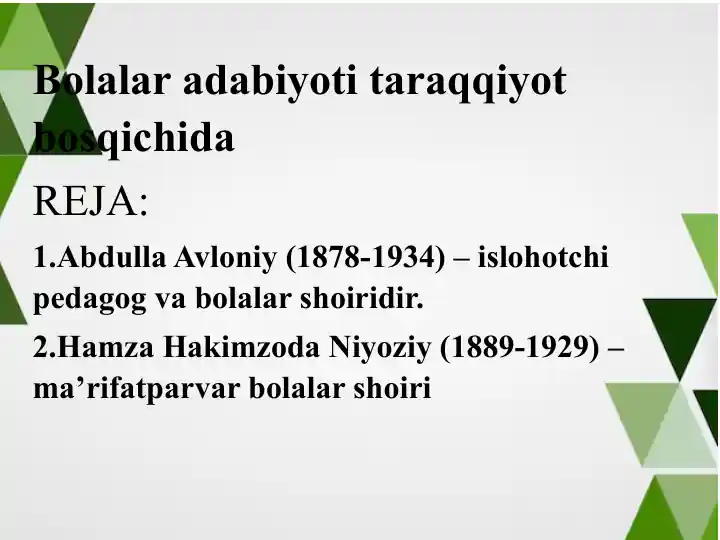 Bolalar adabiyoti taraqqiyot bosqichida