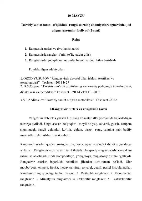 Rangtasvirning ahamiyati