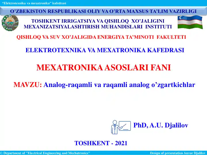 Analog-raqamli va raqamli analog o’zgartkichlar